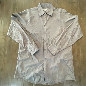 Calvin Klein Mens LS Cotton Button Up Gray Size 15.5-32/33 regular fit